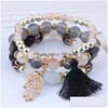 Beaded Bohemian pärlstav palm tassel armband hänge för kvinnor flickor gåva mtilayer stretch stapel armband set mticolor smycken d dh1ji