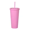 DHL 22OZ TUMBLERS Matte Colored Acrylic Tumblers with Lids and Straws Double Wall Plastic Resuable Cup Tumblers B1207