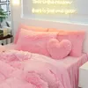 Bedding sets Luxury Pure Color Plush Shaggy Warm Fleece Girl Set Mink Velvet Double Duvet Cover Bed Skirt Pillowcase Home Textile 221205