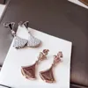 Merk luxe rok designer oorbellen stud voor vrouwen 18K goud liefde hart roze glanzende kristallen diamanten hanger klavertjes oorbel oorbel oorin199S