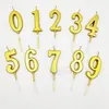 Gold 0-9 Pattern Candle Number Birthday Cake Decoration Candles Paraffin Golden Children Anniversary Party Decorations Candle BH8078 TYJ