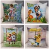 Cute Cartoon Children Cushion Cover Decor Harajuku Oil Painting Lady Pillowcase for Sofa Home Soft Plush Throw Pillow Case