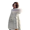 Mujer Down Parkas Chaqueta Mujer Moda de alta gama Invierno Pato blanco Down Versión coreana corta Parka Cuello de piel engrosado 221205