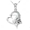 Pendentif Colliers S925 Sterling Sier pendentif collier lettre amour en forme de coeur zircone charmes colliers en gros livraison directe juif Dhslx