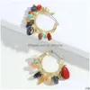 Hoop Huggie Trendy Colorf Pärled Za Cshaped Earring for Women Bohemian Mticolor Natural Stones Hoop örhängen smycken Drop Delivery Dhhqe