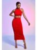 Work Dresses Sexy Halter Short Top Bandage Skirt Set Elegant Red Backless Op & Midi Length Pencil 2 Two Piece Club Party Evening