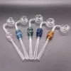 Colorful Skull Curved Glass Smoking Handle Pipes Mini Pyrex Hand Blown Oil Burner Bong Recycler Tube