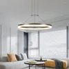 Hanglampen moderne minimalistische woonkamer kroonluchter eenvoudige stijl ring lichtgevende eetlamp Noordse creatieve slaapkamer