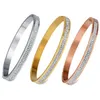 Bangle Two Row Crystal Rhinestone Pave Stainless Steel Bracelets Bangles For Women Drop Delivery Jewelry Dhorl