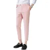 Herrenanzüge Sommer Gentleman Hochzeitskleiderhosen Blackischgrün rosa Slim Fit Herren Social Stretch Elegant England Streetwear
