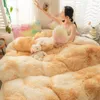 Bedding Sets Shaggy Fluffy Coral Fleece Mink Velvet Princess Style Set Quilt Duvet Capa Cama de linho Fastêtero Broachetim 221205