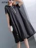 Party Dresses Xitao Hoodie Black Midi Women Short Sleeve Elegant Womens Clothing Pullover A Line KY428 221203