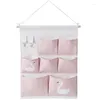 Aufbewahrungsboxen Pink Druck 6 Taschen Wandhängebeutel wasserdichte Kleinwindbeutel Schlafzimmer Einfacher Haus Organizer
