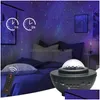 Nattljus LED -stjärnprojektor Night Light Music Water Wave Lights Blueteeth Voice Control Player Colorf Gift Drop Delivery Lighting OT8KO