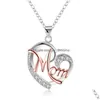 Pendant Necklaces Crystal Heart Mom Necklace Pendant Diamond Fashion Love Jewelry Mother Birthday Day Gift Drop Delivery Necklaces Pe Dhsa2