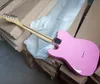 Guitare électrique rose à 6 cordes avec Pickguard blanc, manche en palissandre personnalisable