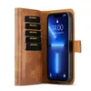 Wallet telefoonhoesjes voor iPhone 13 12 11 Pro Max XR XS X 7 8 Plus 3 Gevouwen Cowhide Texture Leather 2in1 Magnetische flip -standaardafdekking met kaartsleuven