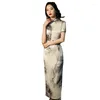 Vêtements ethniques chinois Cheongsam femme mariage traditionnel Qipao broderie élégante robe fendue femme florale moulante robes minces