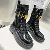 Women Designer Boots Women Short Boot Casual Shoes Knitted Stretch Martin Black Leather Knight Design With Box