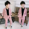 Garnitury Chłopcy Kurtki ślubne Spodnie 2PCS Formal Suit Kids Birthday Party Ubranie Zestaw Flower Blazers 221205