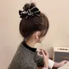 ヴィンテージブラックボウノットヘッドウェアヘアピンエレガントな大きなパンポンテールホルダーヘアクリップ女性ヘアジュエリーギフト