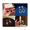 Dangle Lustre De Mode Coréen Surdimensionné Blanc Perle Boucles D'oreilles Pour Les Femmes Bohème Or Rond Zircon De Mariage Boucle D'oreille Jewelr Dhosj