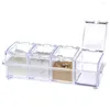 Garrafas de armazenamento Spice Pantry Transparent Seasoning Box Four em um com colher potes utensílios de cozinha de contêineres