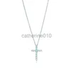 Hänghalsband tif 100% Sterling Silver Classic Cross Heart Necklace Set Zircon Letter Par Romantiska modetillbehör med låda