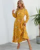 Party Dresses Sping Summer Bohemian Women Maxi Dress Casual Long Sleeve High midje Beach Woman Chiffon Dresses Floral Vestidoes Mujer 221203