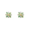 Ryggar örhängen mode Simple Crystal Flower Clip Forest Series Super Fairy Green Petal Ear Clips No Piercing