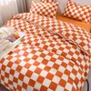 Conjunto de cama de tampa de edredão xadrez nórdica conjunto 240x220 com lençóis de travesseiros Capas de colcha de linhas de lençóis duplas que rainha dupla 221205