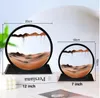 Moving Sand Art Picture Round Glass 3D Hourglass Deep Sea Sandscape In Motion Display Flowing Sand Frame 7 12inch For home Decor 220406