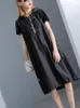 Party Dresses Xitao Hoodie Black Midi Women Short Sleeve Elegant Womens Clothing Pullover A Line KY428 221203