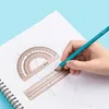 Deli Metal Ruler Stationery Set Aluminum Alloy Multifunctional Combonty Triangle Protractor Drawing