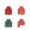 Decorazioni natalizie Cucina a casa cucina in mistetta di cotone lino in lino Babbo Natale calza 8 motivi da donna Apron Cartoon Print Party Aprons f Dhwto