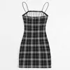 Parti Elbiseleri Kadınlar için Kadınların Kolsuz Ekose Baskı Slipdresses Slip Sling Mini Cami 221203