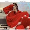 Home clothing Dragon Coral Long Sleeve Women's Hooded Nightgown Couple's pajamas Autumn and winter Home wear