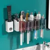 Toothbrush Holders Toothbrush Rack Free Punch Mouthwash Cup Brushing Cup Wallmounted Bathroom Wallmounted Storage Box Tooth Cylinder Set Bathroom 221205