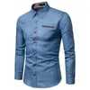 Men's Casual Shirts M-3XL Long Sleeve Denim Shirt For Men Single Breasted Streetwear Button Up Turn Down Collar Spring Autumn Clothing