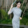 Etniska kl￤der traditionella kinesiska cheongsamkl￤nning f￶r kvinnor v￥r elegant stativ krage sida slits slim qipao girly bankettparty kl￤nningar