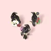 Broşlar punk koleksiyon emaye pimleri koyu siyah broş karga kuzgun kafatası rozeti denim gömlek yaka pimi gotik mücevher hediyesi
