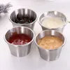 Herb Spice Tools 10pcs Stainless Steel Sauce Cups Seasoning Dish Appetizer Tray Ketchup Dipping Bowl Sushi Vinegar Soy Saucer Container 221203