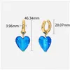 Dangle Lustre Mode Vintage Dangle Boucle D'oreille Femmes Rose Clair Couleur Glaçure Coeur Boucles D'oreilles Transparent Bleu Boucles D'oreilles Fille Je Dhuc2