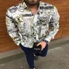 Men's Casual Shirts Korean Fashion Men Dress Long Sleeve Floral Print Button Up Shirt Turn Down Luxury Camisa Male Top Vintage Blouse