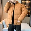 Men's Down Parkas Vintage Yellow Puffer Jacket Men Korean Fashion Cotton Padded Coats Men Parka Jacket Winter Coats Keep Warm Thicken Coats 221205