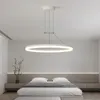 Hanglampen moderne minimalistische woonkamer kroonluchter eenvoudige stijl ring lichtgevende eetlamp Noordse creatieve slaapkamer