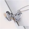Pendant Necklaces P O Frame Memory Locket Pendant Necklace Sier/Gold Color Romantic Love Heart Cute Paw Prints Jewelry Women Gift Dr Dheij