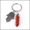 Andra hush￥llens diverse Fashion Natural Stone Pendant Keychain Quartz Key Rings Pink Crystal Chains Accessories Jewelry Gift 180 K2 Dhen9