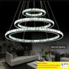 Moderne hanglampen LED -verlichtingsarmaturen Kristalringcirkels Hanglampen Dimpelbaar Licht 110V 220V Remote Regel