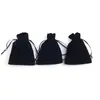 Smyckespåsar Velvet DrawString Presentlådor av hög kvalitet Black Bag Christmas Wedding Packaging 9.5 12.5 cm